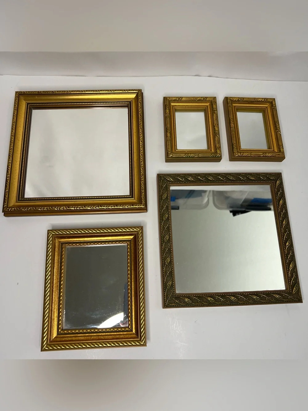 Vintage Gold Framed Decorative Mirrors Set of 5
